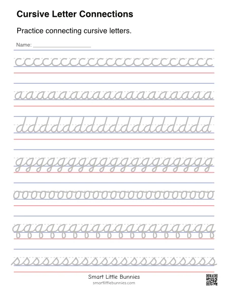 Cursive Letter Tracing Rows