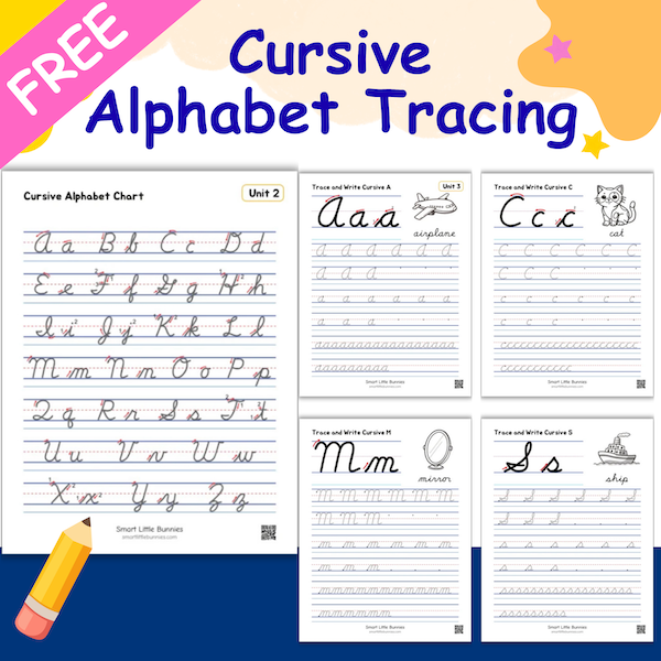 Free Cursive Alphabet Tracing Worksheets Sample Pack