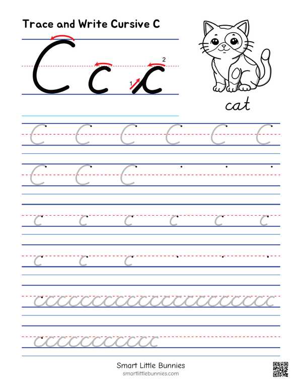 Letter C Cursive Tracing Worksheet