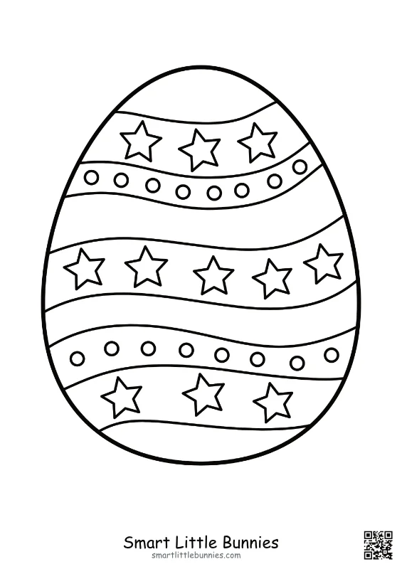Easter egg coloring page with waves and star pattern