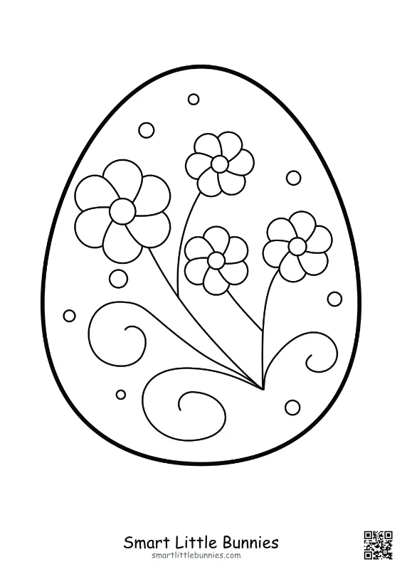 Easter egg coloring page with flower pattern