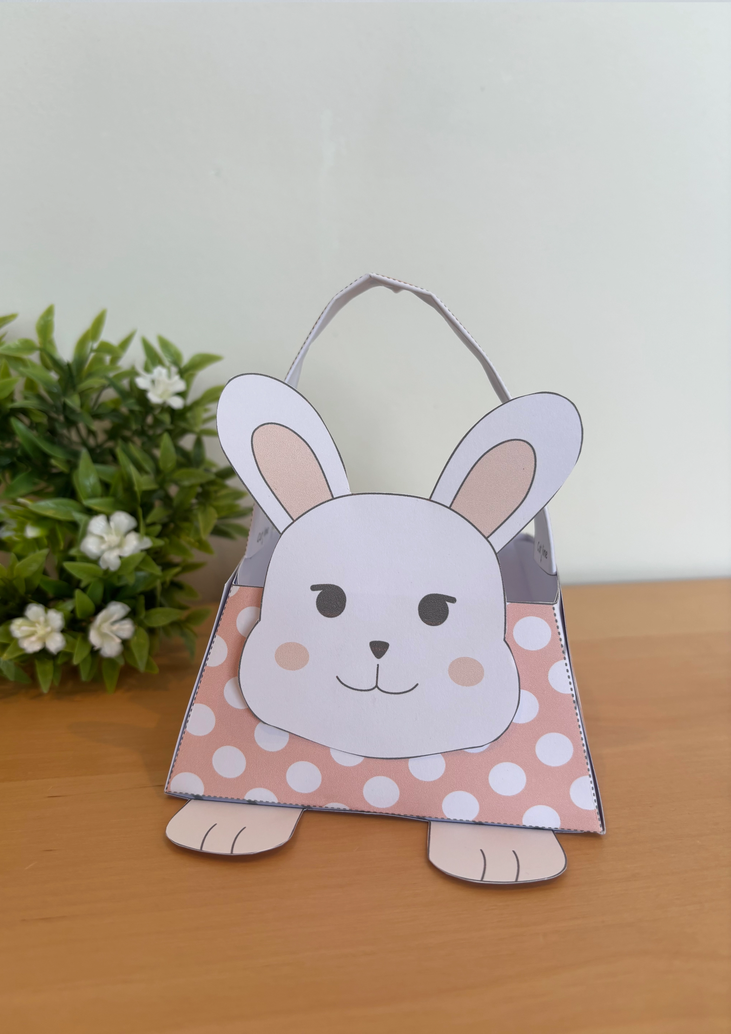 Easter Bunny Basket Craft - Free Printable DIY Egg Holder for Kids