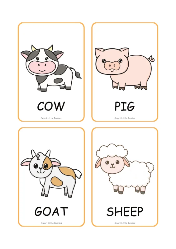 Farm Animal Flash Cards - Free Printable Farm Animals for Kids
