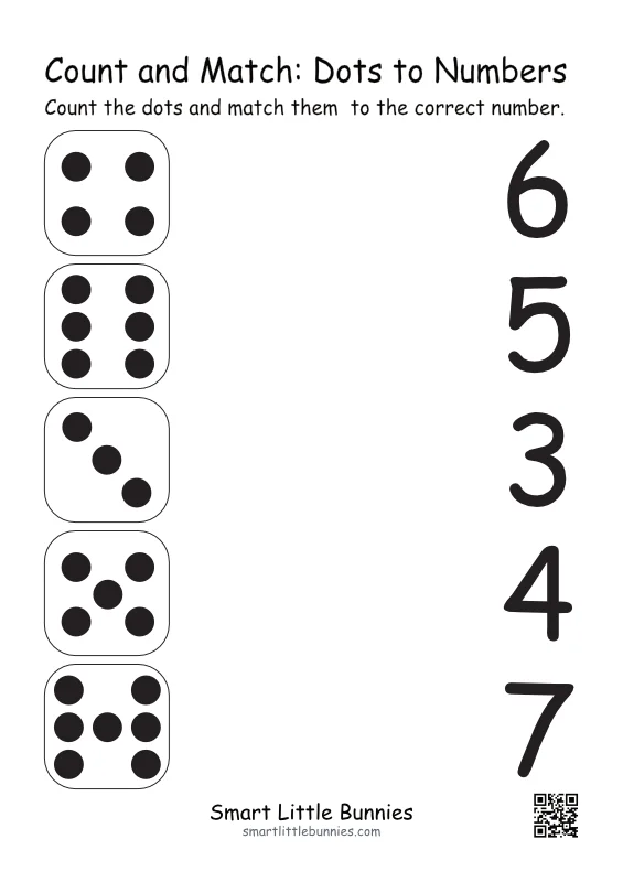 Count and match dots to numbers, set 2