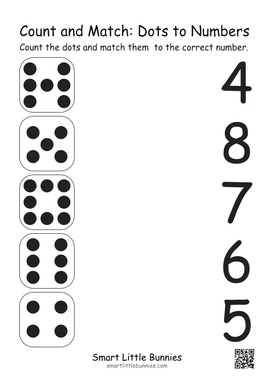 Count and match dots to numbers, set 3