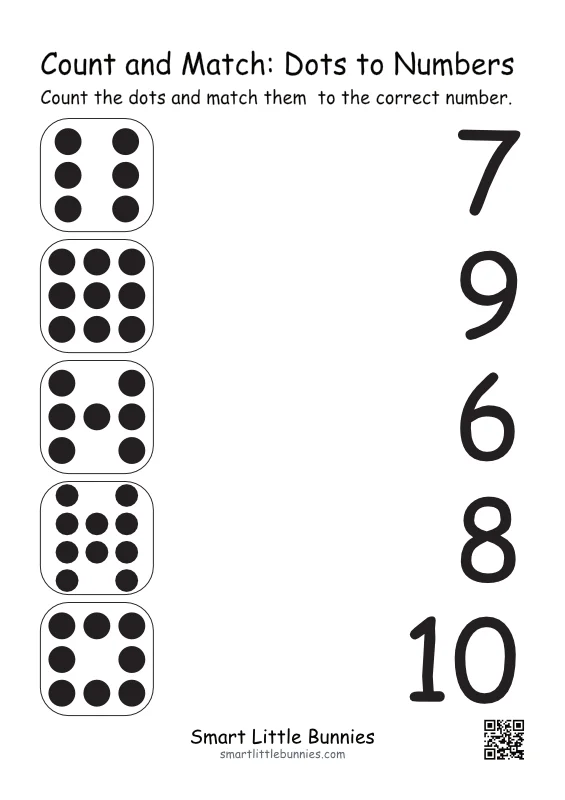 Count and match dots to numbers, set 5