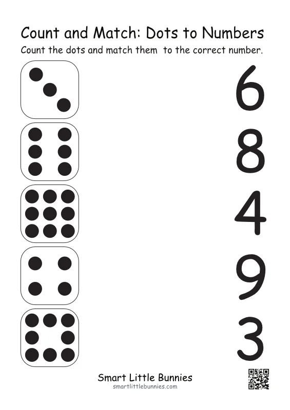 Count and match dots to numbers, set 6