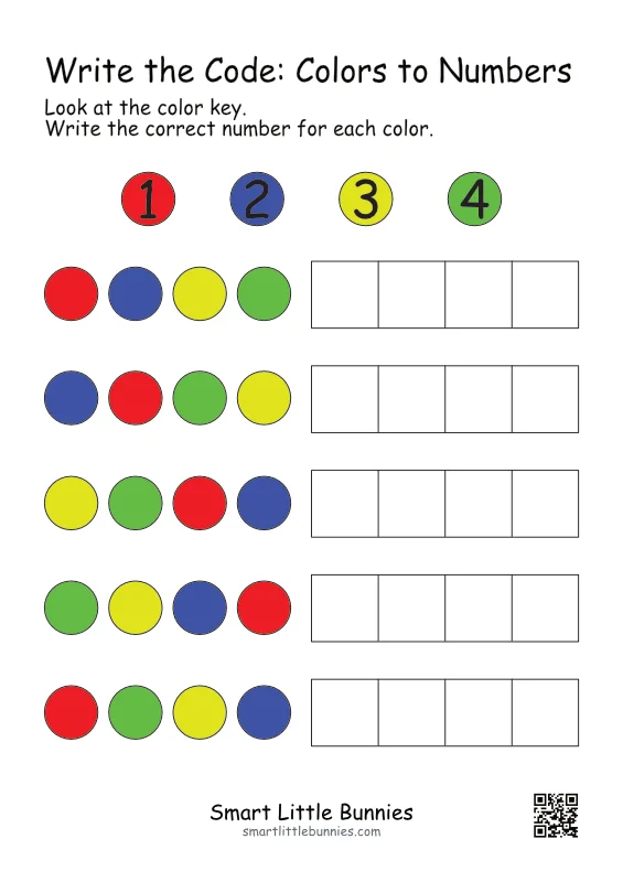 Write the Code: Colors to Numbers — Free Printable (3 Pages)