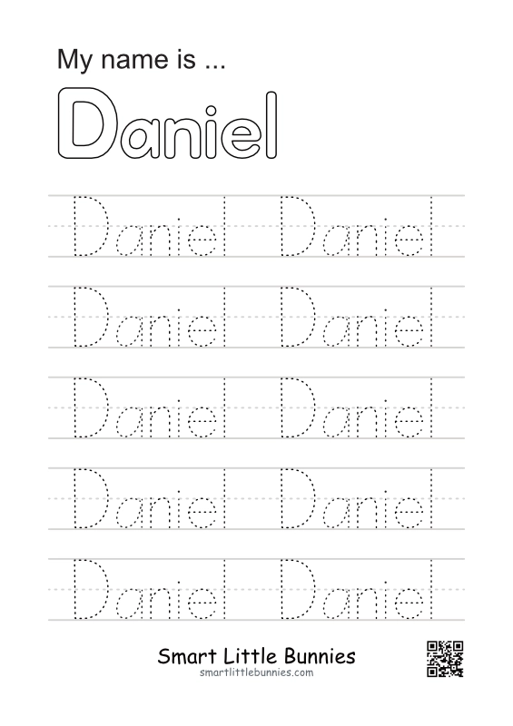 Name Writing Worksheet - Daniel (Free Printable)