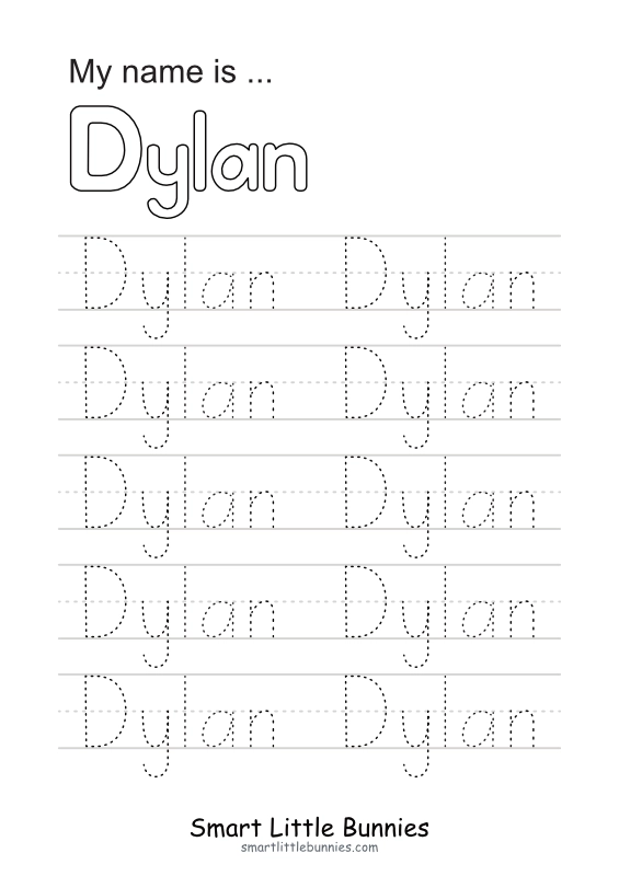 Name Writing Worksheet - Dylan (Free Printable)