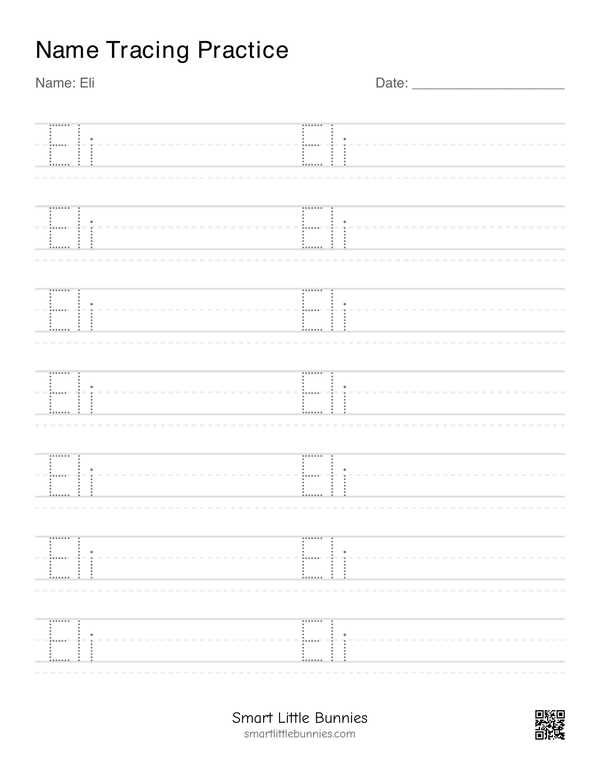 Name writing worksheet for Eli
