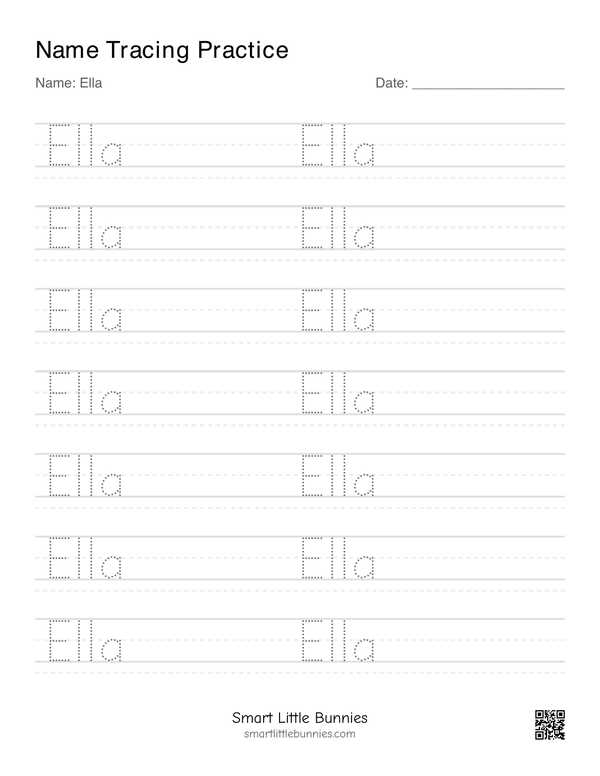 Name writing worksheet for Ella