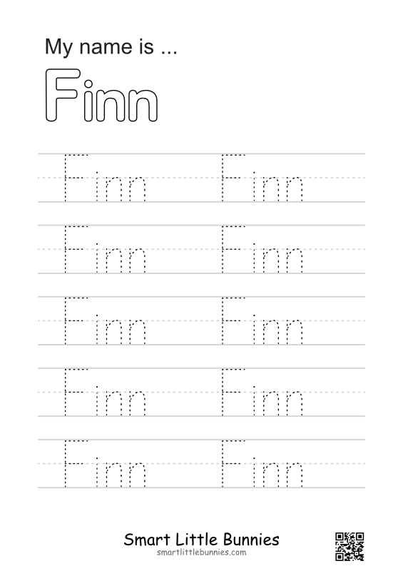 Name Writing Worksheet - Finn (Free Printable)