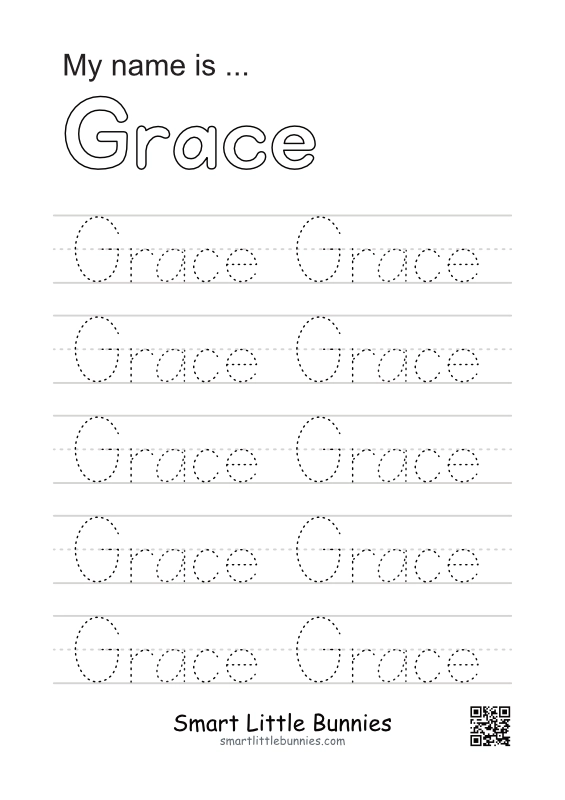 Name Writing Worksheet - Grace (Free Printable)