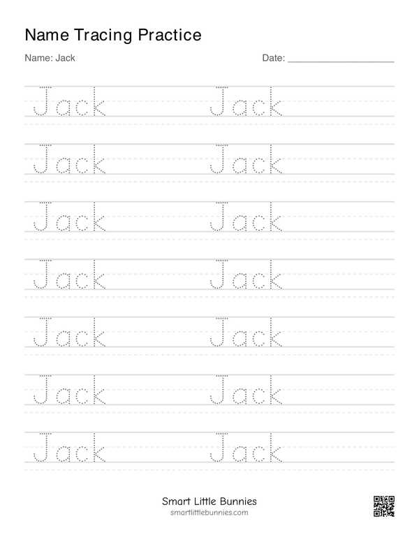 Name Writing Worksheets — Names Starting with J (Free Printable)