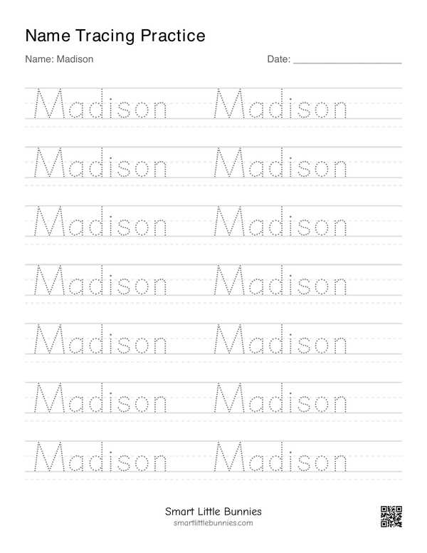 Name Writing Worksheets — Names Starting with M (Free Printable)