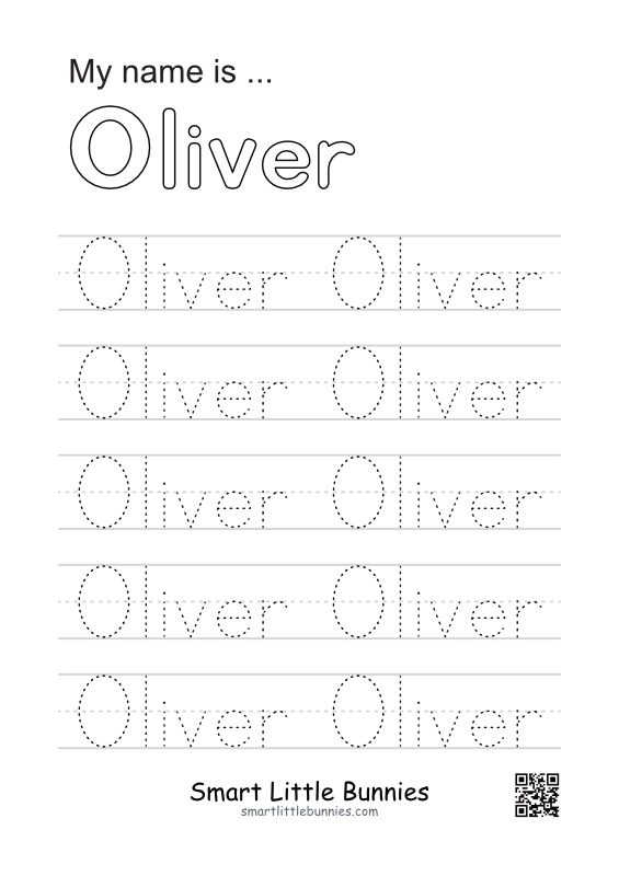 Name Writing Worksheet - Oliver (Free Printable)