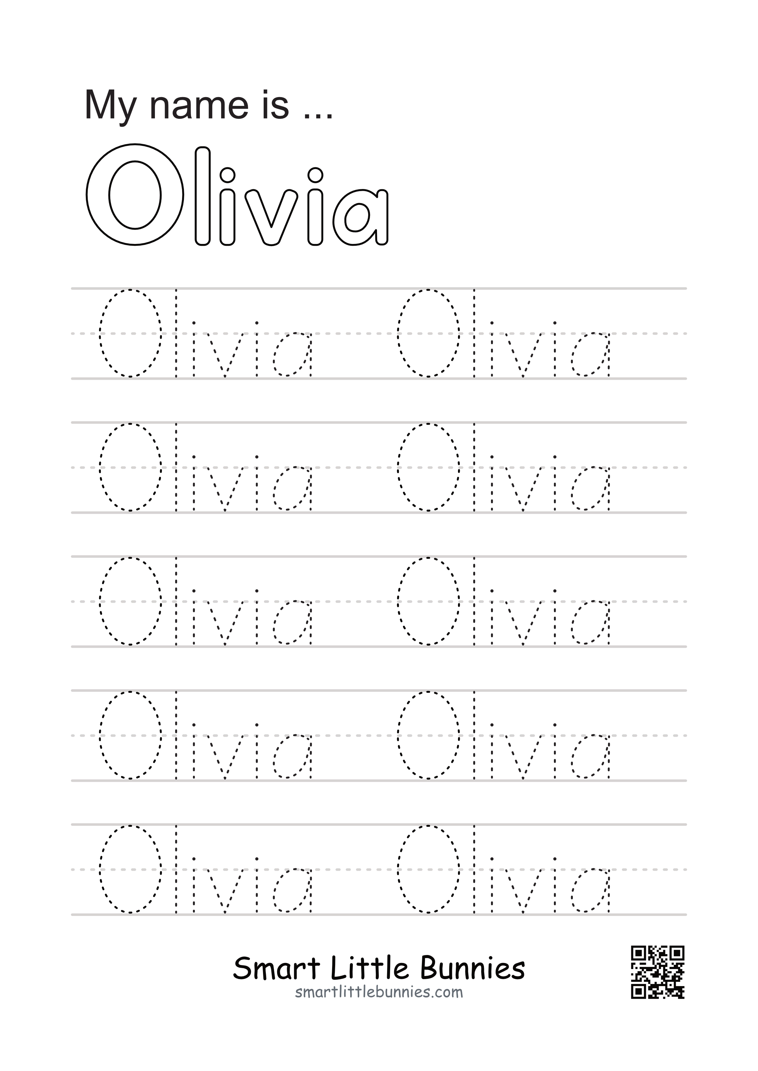 Name Writing Worksheet - Olivia (Free Printable)