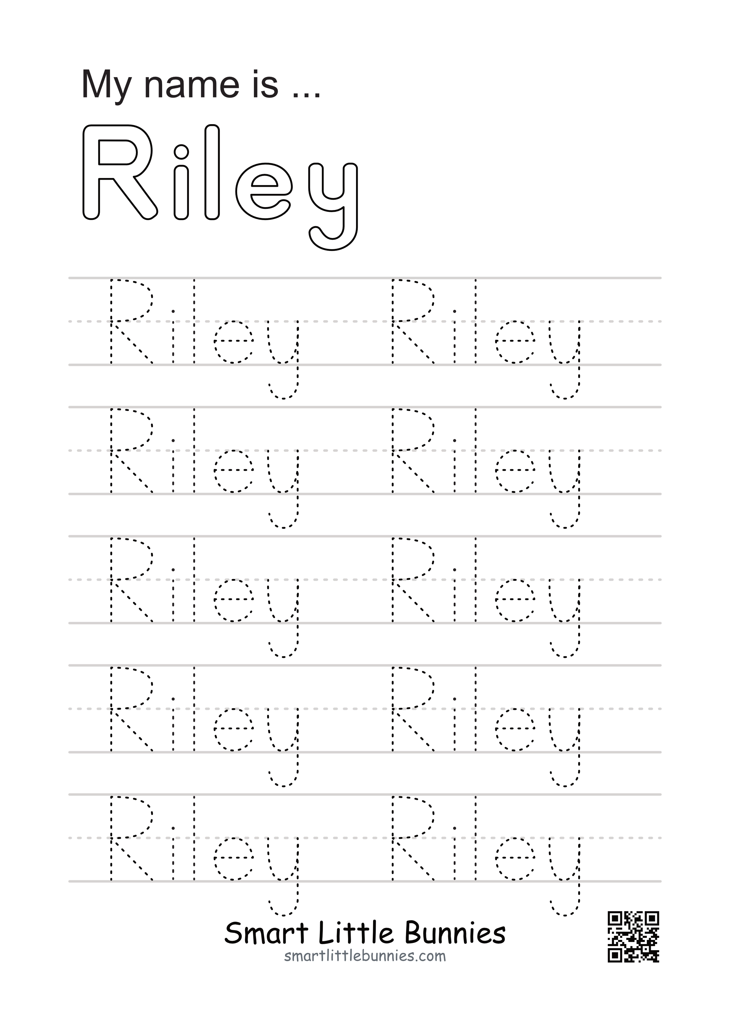 Name Writing Worksheet - Riley (Free Printable)
