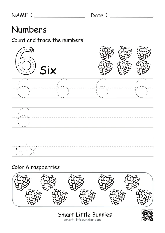 Number 6 Tracing Worksheet (Free Printable Worksheets for Preschool & Kindergarten)