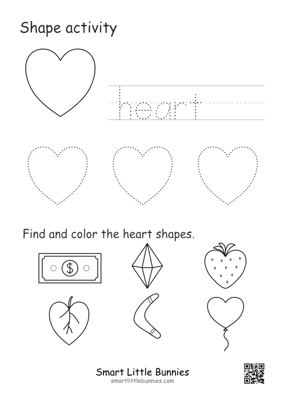 Heart Shape Tracing Worksheet (Free Printable for Preschool & Kindergarten)