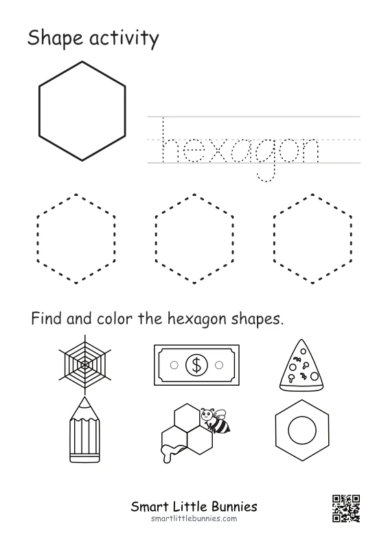 Hexagon Shape Tracing Worksheet (Free Printable for Preschool & Kindergarten)