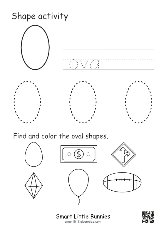 Oval Shape Tracing Worksheet | Free Shapes and Color Activity