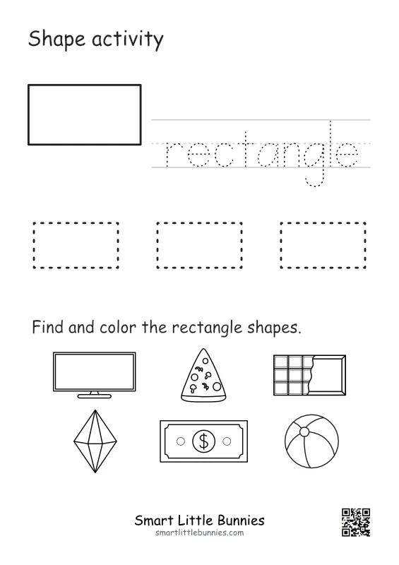 Rectangle Shape Tracing Worksheet | Free Shapes and Color Activity