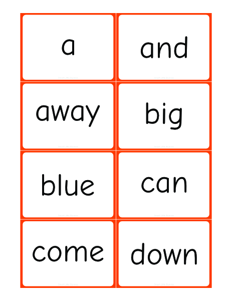 Dolch Pre-Primer Sight Words Flashcards Page 1