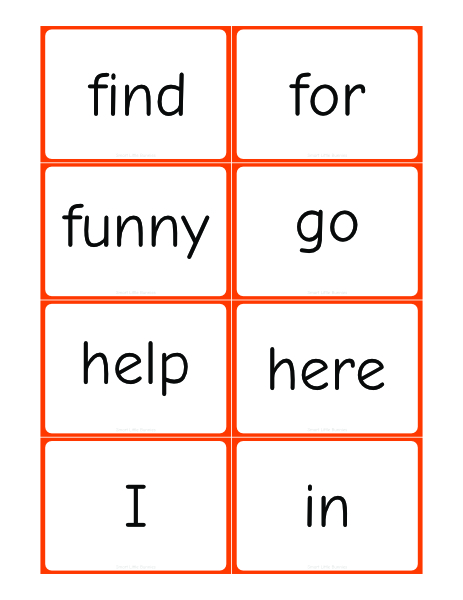 Dolch Pre-Primer Sight Words Flashcards Page 2