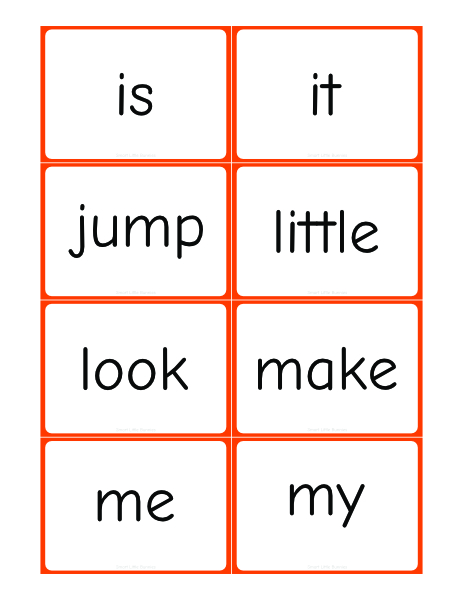 Dolch Pre-Primer Sight Words Flashcards Page 3