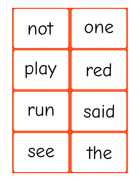 Dolch Pre-Primer Sight Words Flashcards Page 4
