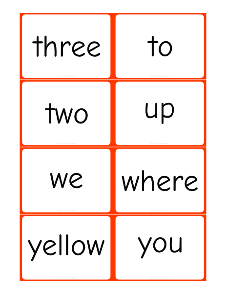 Dolch Pre-Primer Sight Words Flashcards Page 5